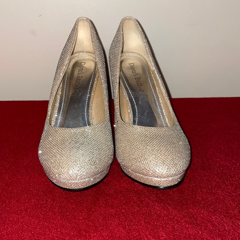 David’s Bridal Gold Heels